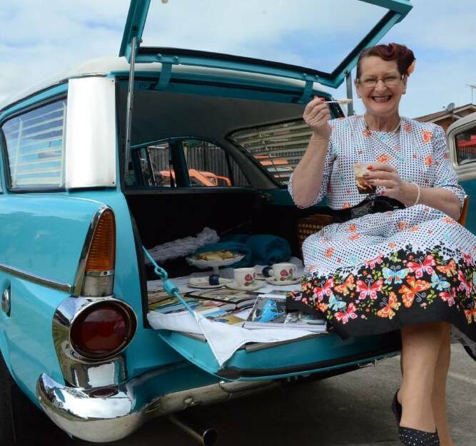 TIME OUT: Jeanette Sills travelled down from Grafton in her 1961 EK Holden for the 2014 South Coast event. This year's event will be at Moruya High School this weekend.