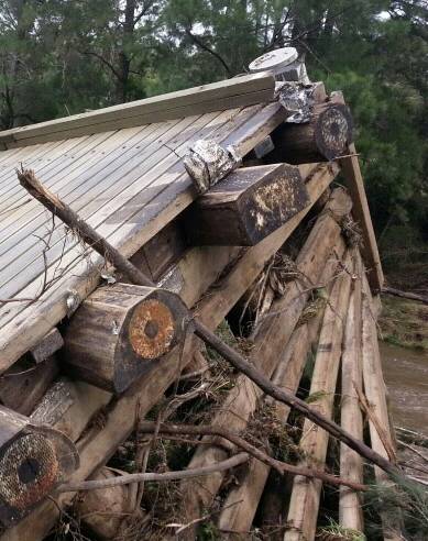 What's left of the Cadgee Bridge after the January 2016 flood.