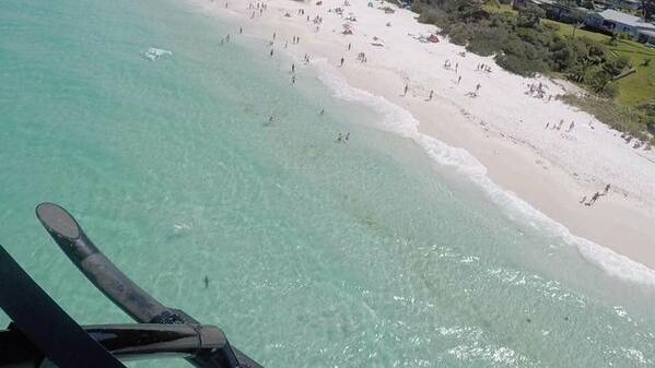 The view from Lifesaver 23 over Hyams Beach on New Year's Eve, 2015.