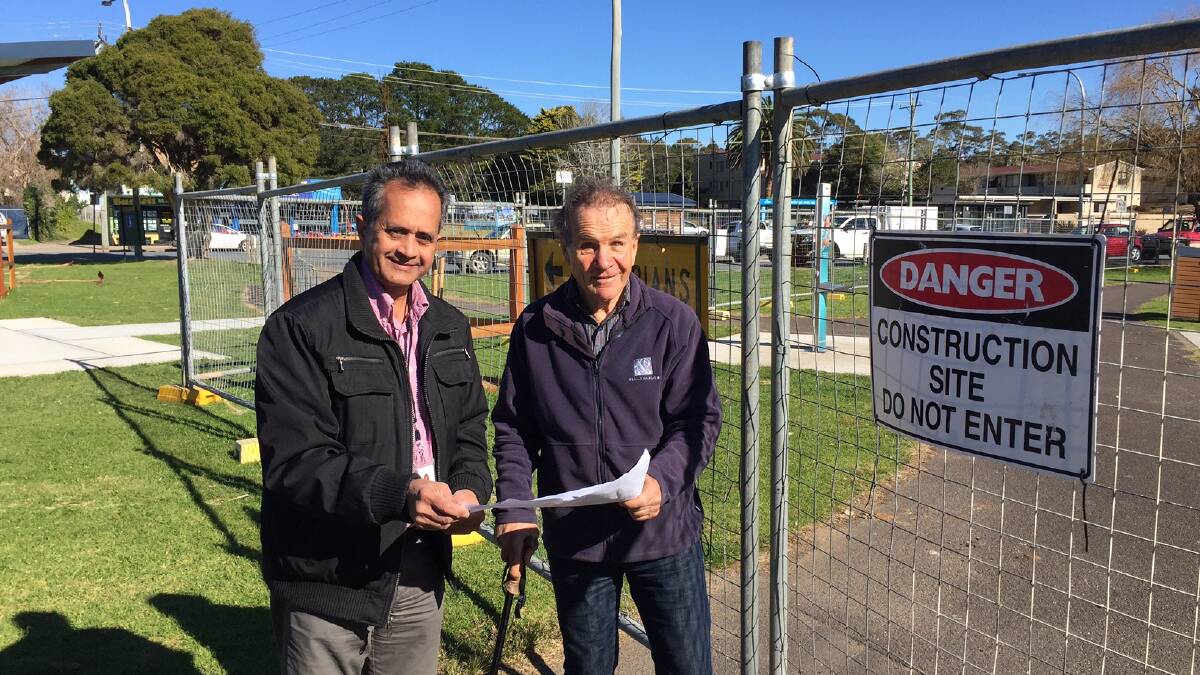 DIGGING FOR FUN: Work has started at Corrigans Reserve on an all-abilities playground Eurobodalla Shire Council's Carl Ginger and Geoff Fielding at the scene.