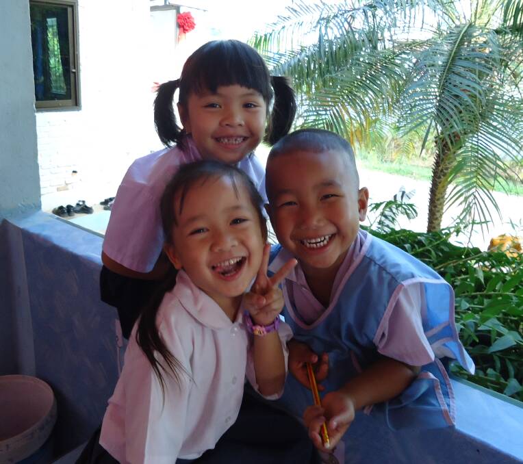 Some of the appreciative Thai children taught by Eileen Thompson on her mission trip.  