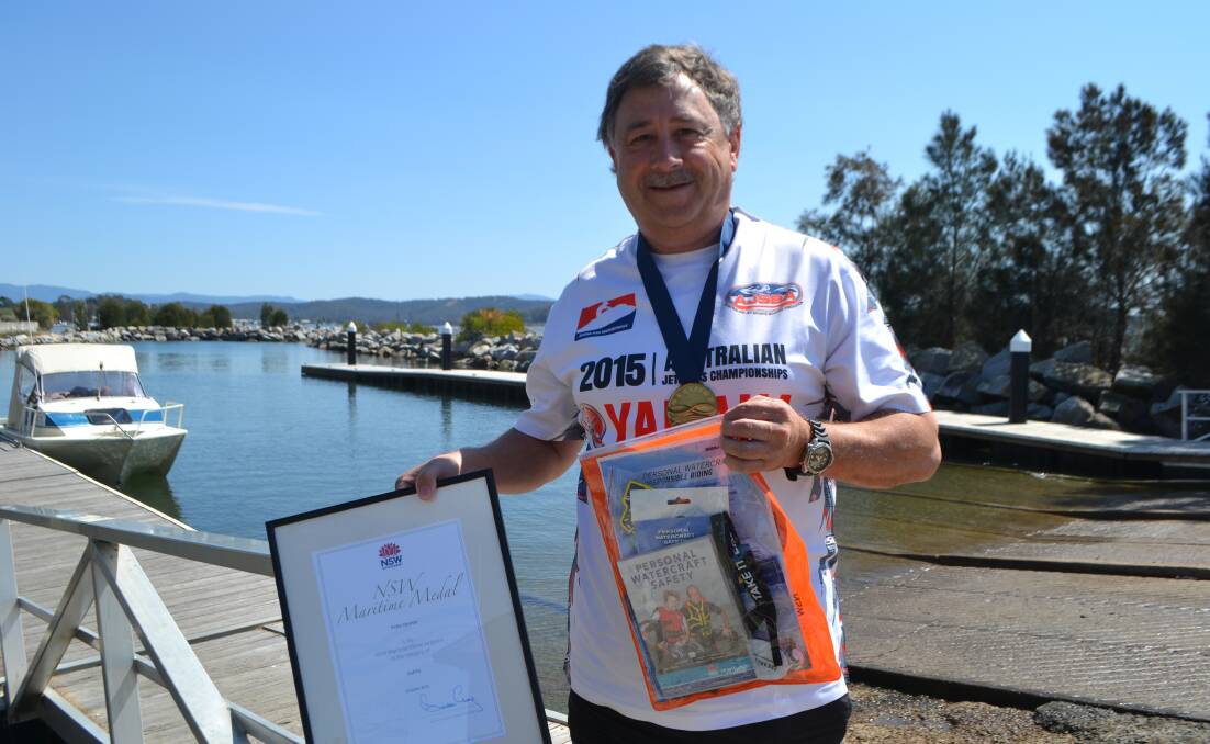 MARITIME MATE: Volunteer safety ambassador and personal water craft advocate Peter Hunter at Hanging Rock with his Maritime Medal.