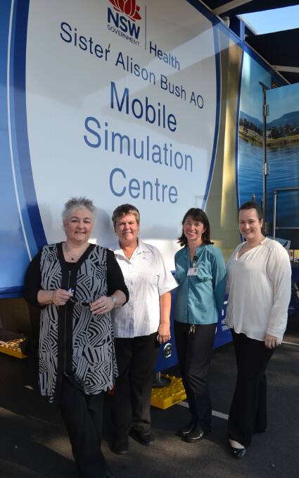 WELCOME LESSONS: Mobile simulation centre manager Tod Adams, Eurobodalla Health Service nurse manager Lisa Wilson, Leanne Ovington and Kat Blake on Monday.