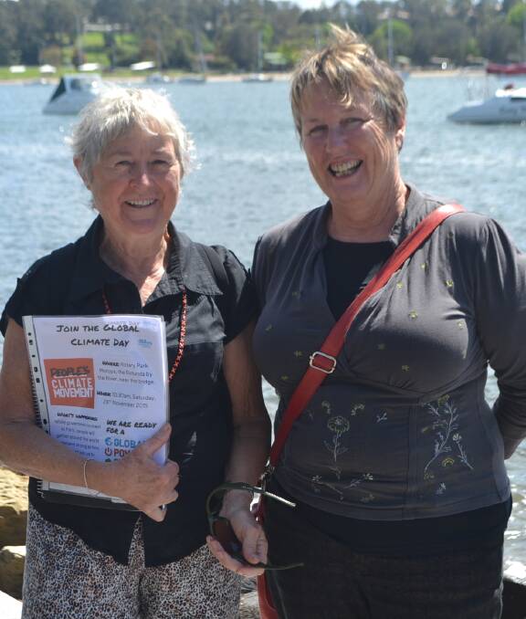 ACT NOW: Eurobodalla 350.org volunteers Sandy Wilder and Robynne Murphy are expecting a large crowd in Moruya for the climate change action march. 