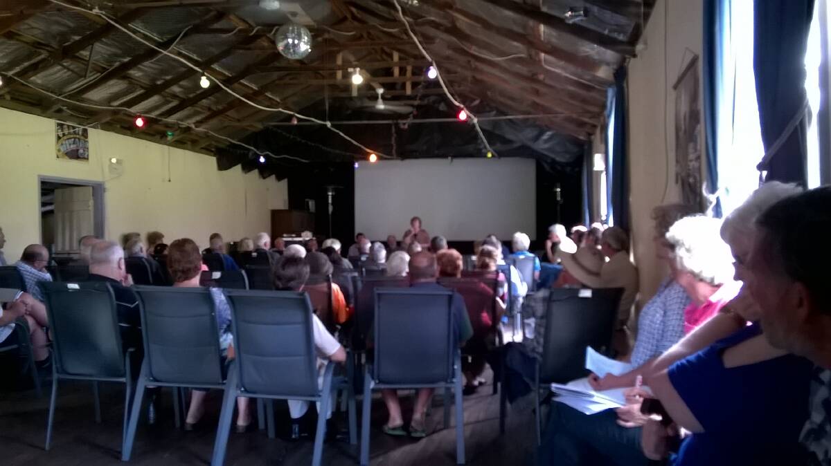 Eurobodalla Shire Council General Manager Dr Catherine Dale addresses the community meeting on the merger in Araluen on Sunday, January 31. Photo: Supplied.