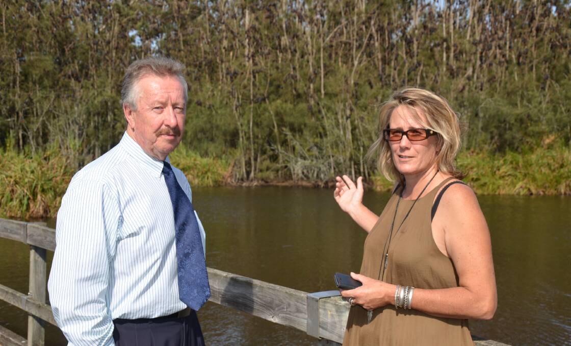 BATS: Eurobodalla Shire Councillors Milton Leslight and Liz Innes want to see something done to improve the water gardens and remove the bats.