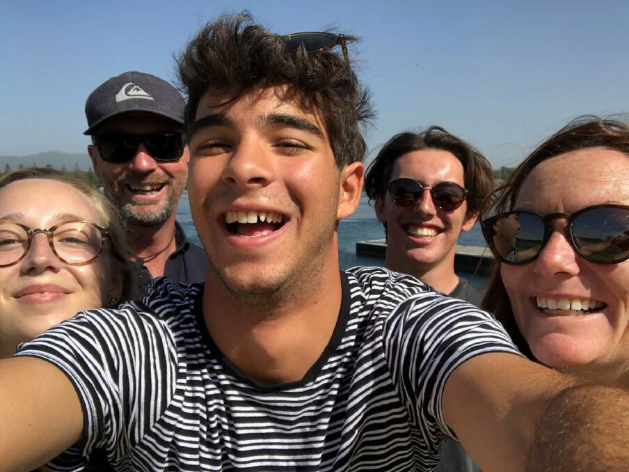 EUROBODALLA EXPERIENCE: Exchange student Marcello Orsenigo (centre) with fellow Italian student Alessandra Bergese (left) and the O'Keeffe family.