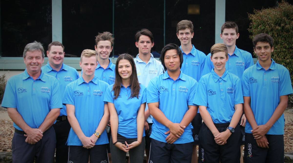 YOUNG GUNS: Moruya teenagers Josh Maloney and Laclhlan Ingram with their SERAS Golf squad at their final training camp.