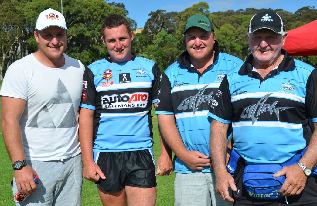 FAMILY TIES: Alex Stewart (second from left) has linked with cousins Michael and Tim and uncle Ack Weyman at the Moruya Sharks.