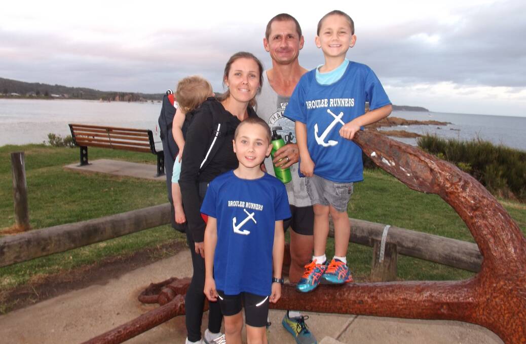 30 RUNS: Ashlee, Michelle, Daniel, Mitchell and Riley Beby. Riley received his thirty run shirt, making him the third member of the family to achieve this target.