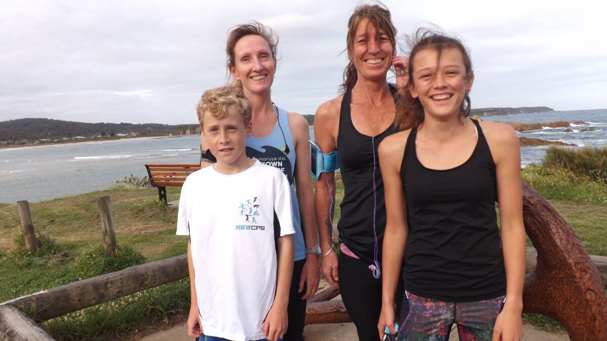 RUN WITH MUM: Rhys and Jo Flood and Leanne and Jaylah Hancock ran on Wednesday. 
