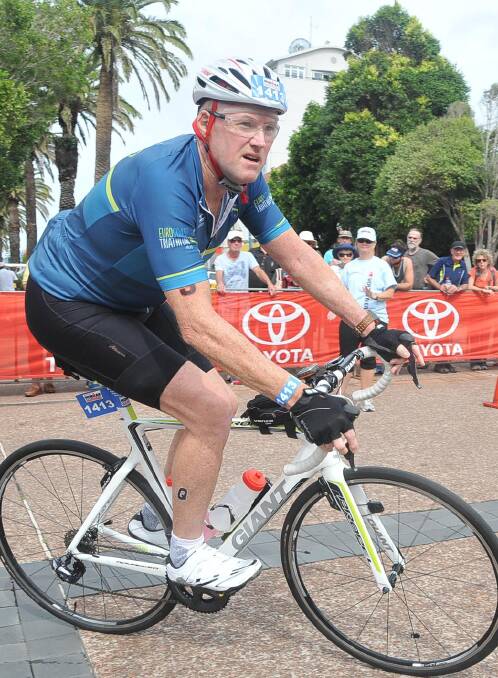 EUROCOAST: Peter Cox at the halfway mark of the 180km bike leg at Ironman Australia, Port Macquarie, last year.