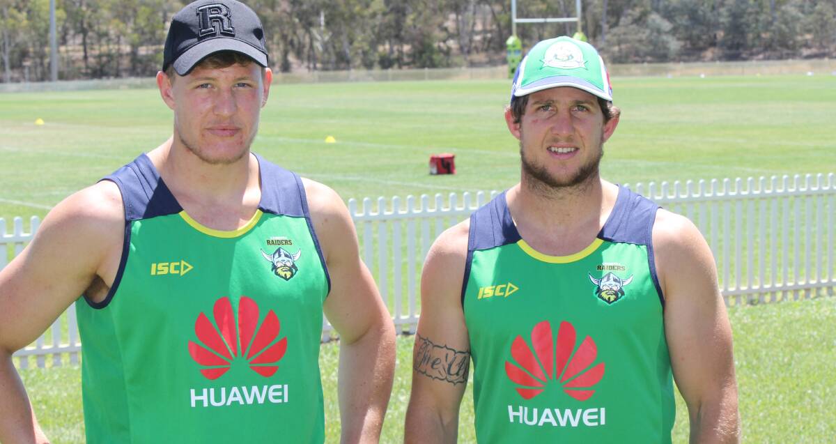 SEASON WARM-UP: Rhys and Jarrad Kennedy, pictured after Rhys signed with Canberra in late 2014, have both been picked for the Raiders' Auckland Nines squad.