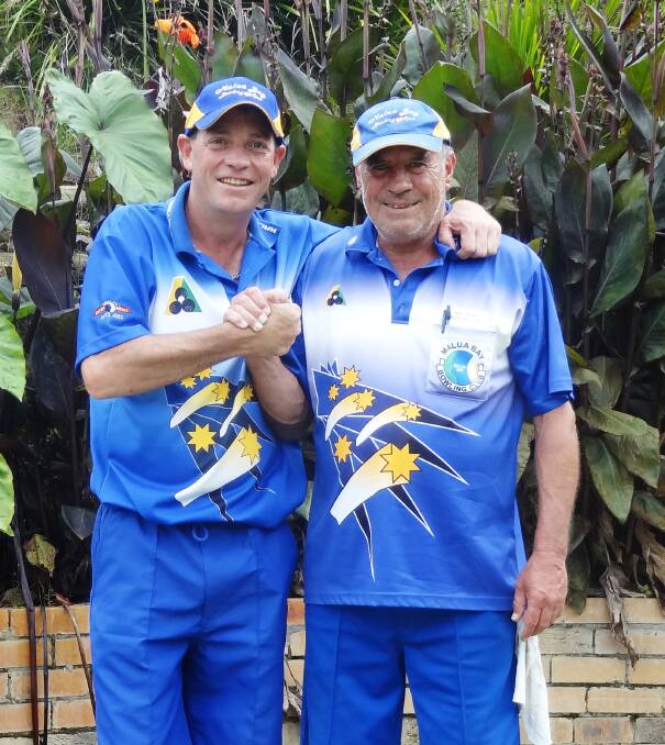Malua Bay Bowling Club men’s minor pairs winners Mark Woodward and Peter Cordy.