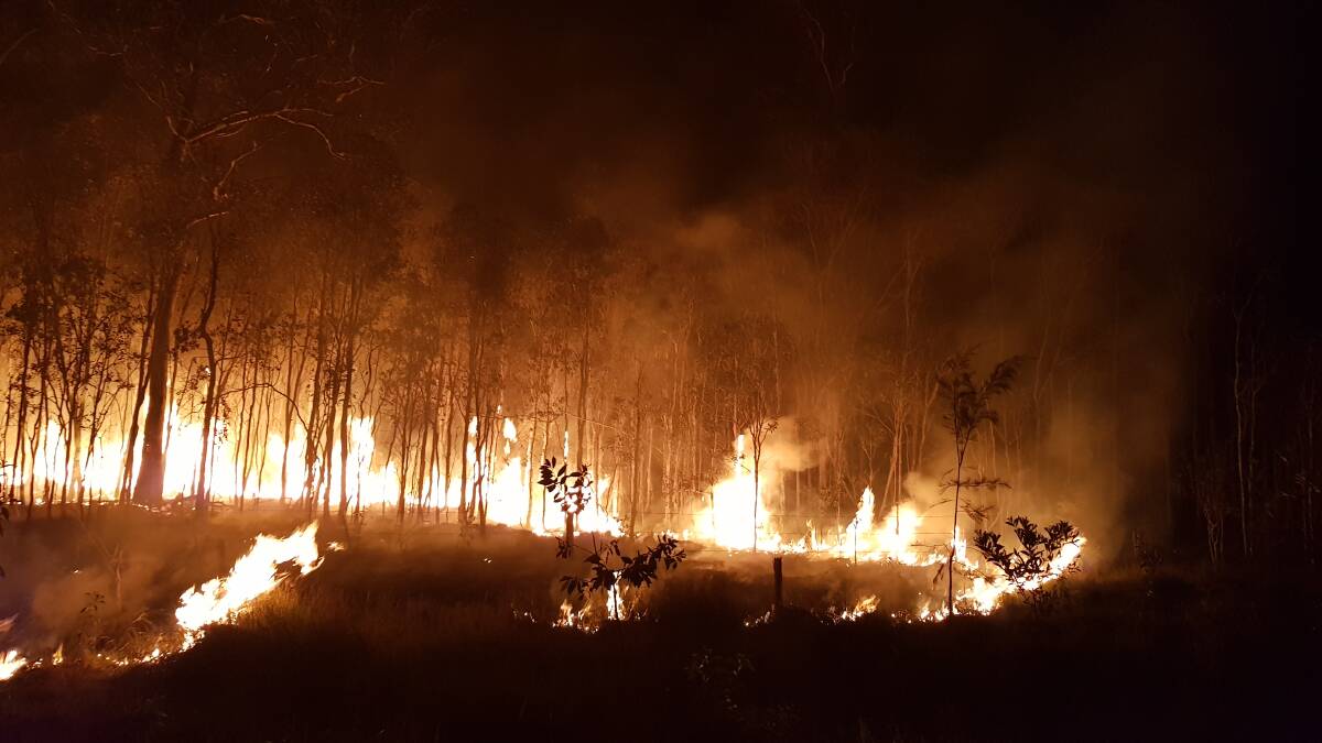 A bushfire has been raging at Deepwater since Saturday. Picture: Queensland Fire and Emergence Services