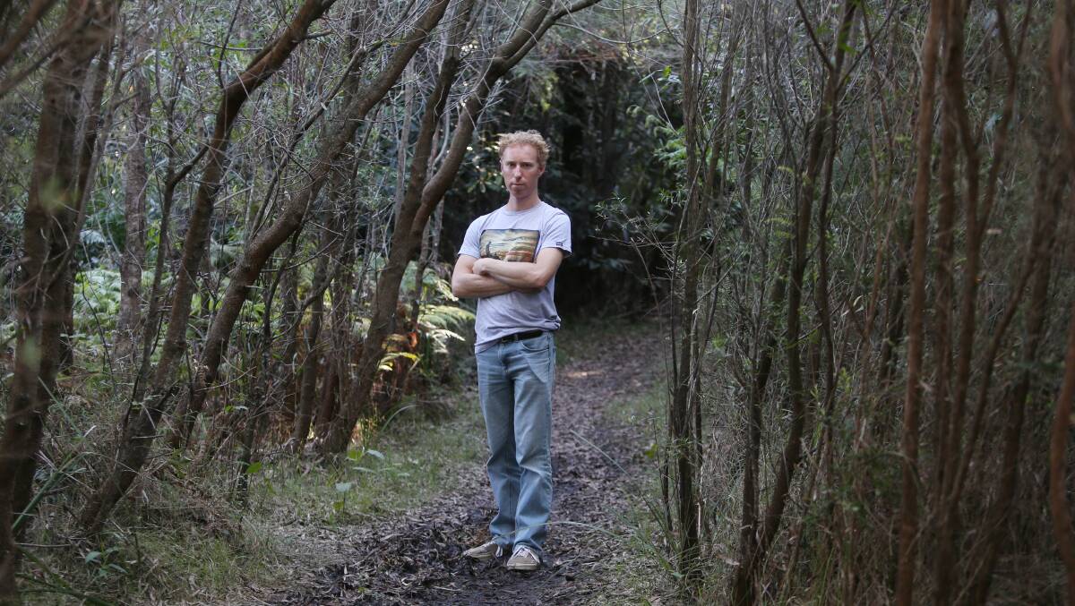 David Wood on the Mount Keira track where the wire 'trap' was found.