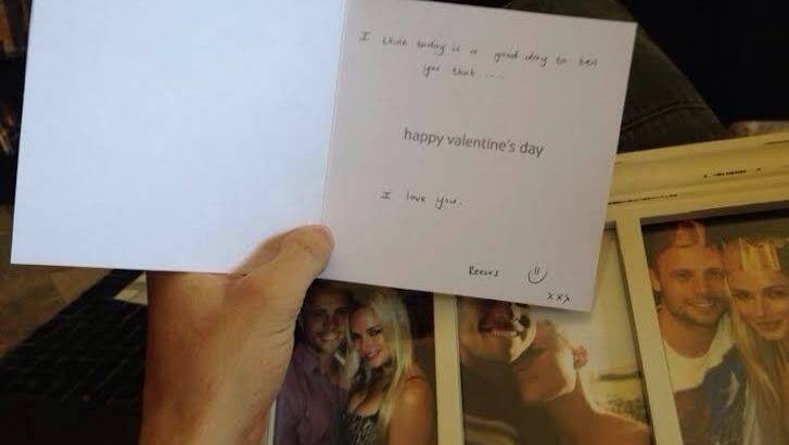 "I love you" ... A photograph of the Valentine's Day card and present Reeva Steenkamp left for her boyfriend Oscar Pistorius the night before he shot and killed her. Photo: Supplied