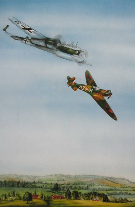Spitfire: Depiction of Pat Hughes' last battle, September 7, 1940.