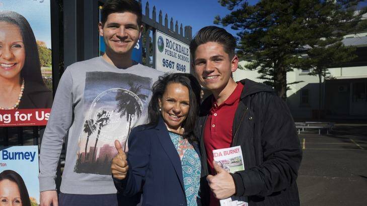 Linda Burney and young supporters. Photo: Juno Gemes