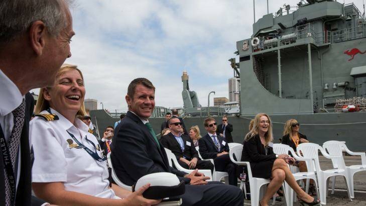 Premier Mike Baird at the  Garden Island naval base on Wednesday. Photo: Edwina Pickles