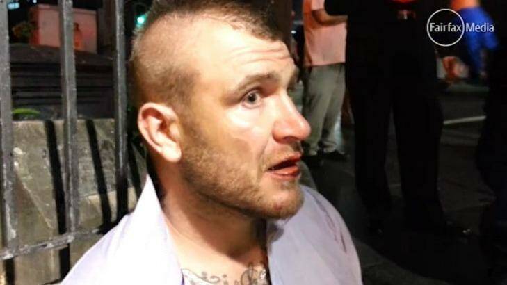 Shaun McNeil being questioned by police on the night he fatally attacked Daniel Christie. Photo: NSW Police