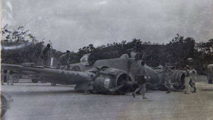The Beaufort aircraft in which Brown was travelling after its crash landing Photo: Supplied