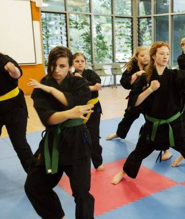 Life skills: St Scholastica's students, who learn jujitsu for self-defence, as well as personal development, structure and control.  Photo: James Brickwood