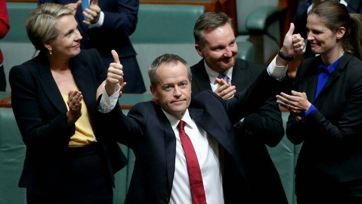 Bill Shorten after delivering the budget reply speech at Parliament House. Photo: Alex Ellinghausen