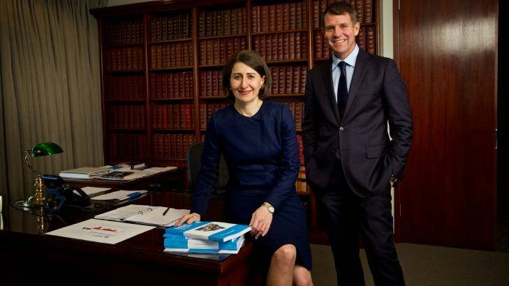 Big day like any other for the Treasurer: Mike Baird and Gladys Berejiklian. Photo: Wolter Peeters