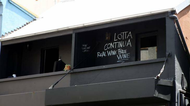 The "free wine" signage caught the attention of police at 10 William Street Paddington Photo: James Alcock