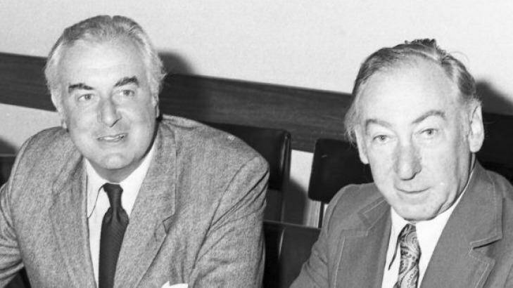 Gough Whitlam with Lionel Murphy in 1974. 
 Photo: R. Rice