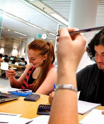 Lukas Sikes-Gerogiannis and peers prepare for their HSC chemistry exam. Photo: Ben Rushton