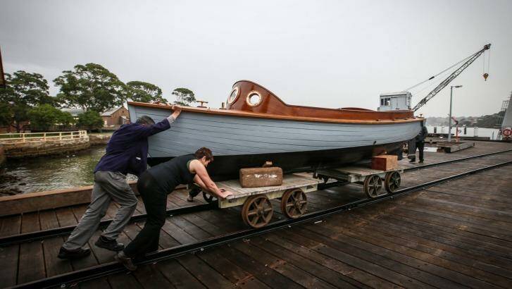 Volunteer David Glasson has restored a 1913 wooden naval vessel, which will go on show at the Classic & Wooden Boat Festival at the National Maritime Museum. Photo: Peter Rae