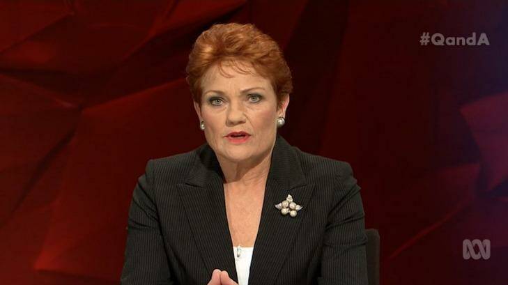 Pauline Hanson, the leader of the One Nation party, appears on the ABC's Q&A. Photo: ABC