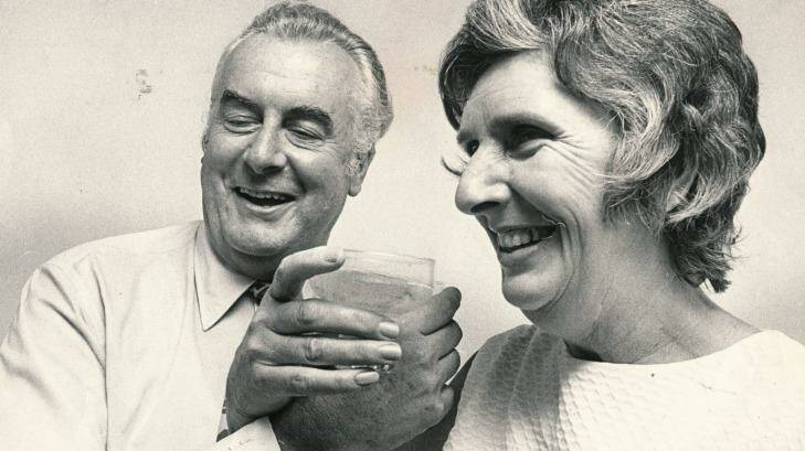 Together: Gough Whitlam celebrating with his wife Margaret in December 1972.