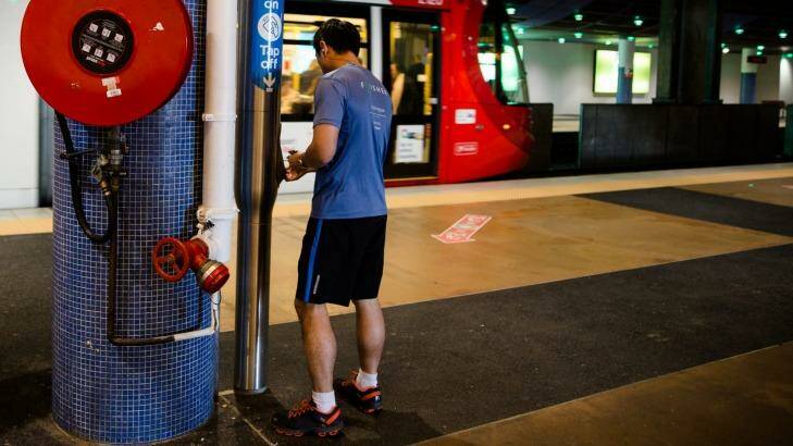 An Opal runner at the Star stop on the inner west light rail line. Photo: Edwina Pickles