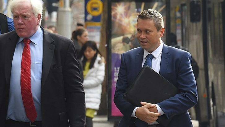 Anthony Andjic (right) talks with his lawyer as they arrive at the
Independent Commission Against Corruption Photo: Kate Geraghty