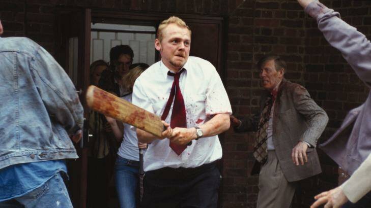 Quick knock: Simon Pegg wields his cricket bat in <i>Shaun of the Dead</i>.
