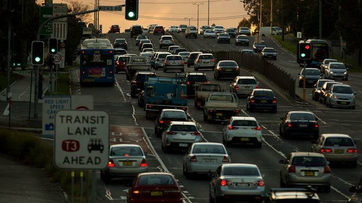 Sydney traffic congestion on Epping Road during peak hour. Photo: Michele Mossop