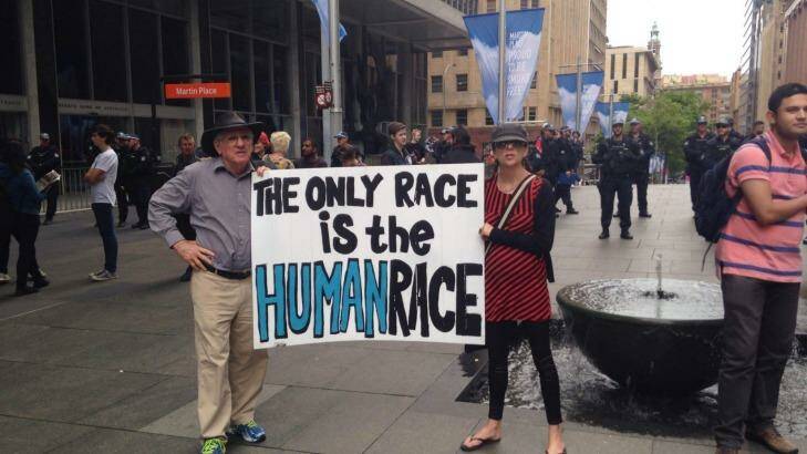 Protesters at the anti-racism rally in Martin Place. Photo: Saffron Howden