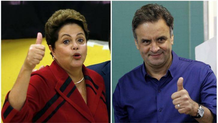 Contrasting policies: Dilma Rousseff (left), of the Workers' Party, and Aecio Neves, of the Social Democratic Party. 