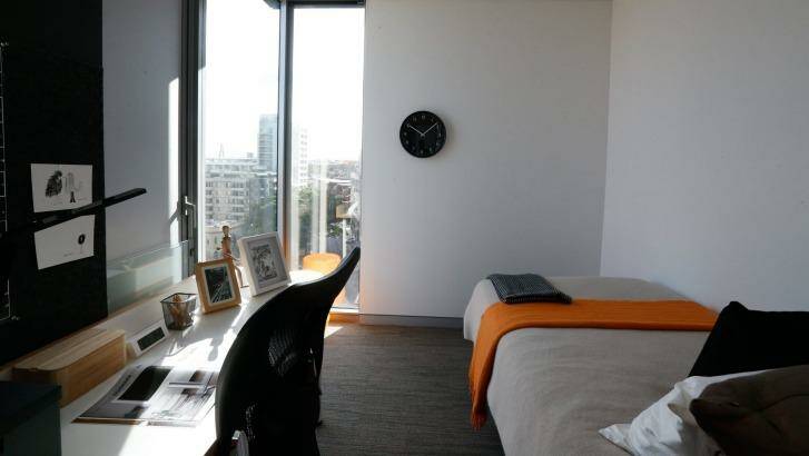 The UniLodge charges students $340 a week for 13 square metres in an apartment shared with six others. Photo: Peter Rae 
