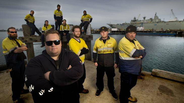 Williamstown shipyard workers facing an uncertain future. Photo: Simon O'Dwyer