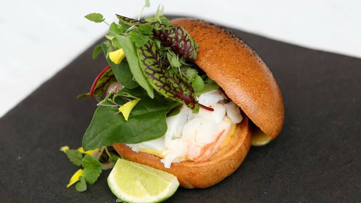 Charcoal-dusted brioche bun for Kettle Black's lobster roll in Melbourne. Photo: Patrick Scala