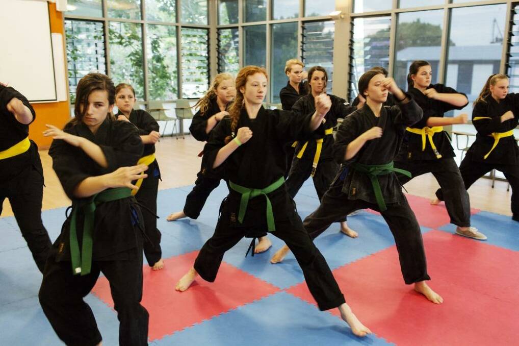 Life skills: St Scholastica's students, who learn jujitsu for self-defence, as well as personal development, structure and control.  Photo: James Brickwood