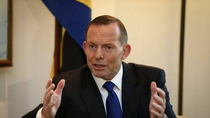Tony Abbott has moved onto an aggressive footing in recent days in defence of the China-Australia FTA.   Photo: Alex Ellinghausen