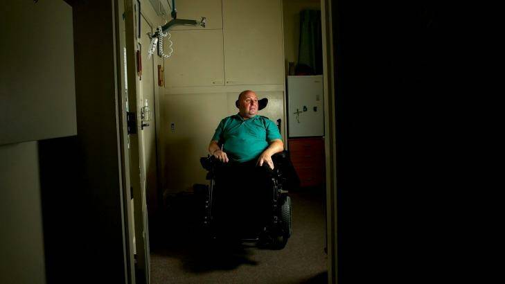 Anthony Virgona, 55, in his room at Cyril Jewell House in Keilor East. Photo: Pat Scala