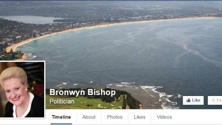Bronwyn Bishop's Facebook cover photo. Photo: Facebook