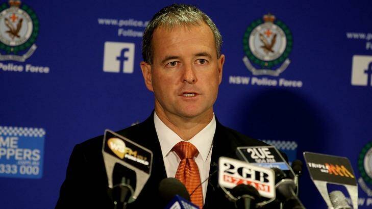 Detective Superintendent Michael Willing speaks to the media in Sydney on Monday. Photo: Ben Rushton