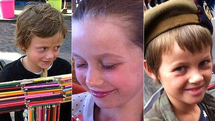 From left: Otis, Evie and Mo are among the 298 victims. They were travelling with their grandfather Nick Morris.